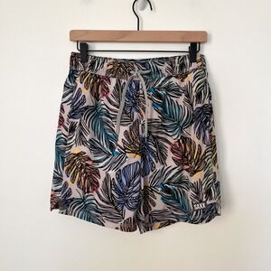 SAXX Ballpark Pouch Oh Buoy 2N1 Volley 7" Swim Short Mens‎ Small Palm Print
